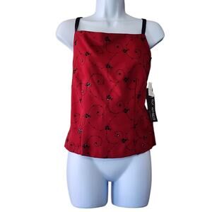NEW VTG Just For Wraps Womens Formal Camisole Dress Top Size L Jrs Red Black